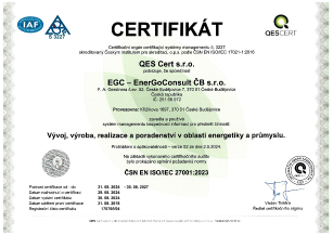 Certifikát: ČSN EN ISO/IEC 27001: 2023